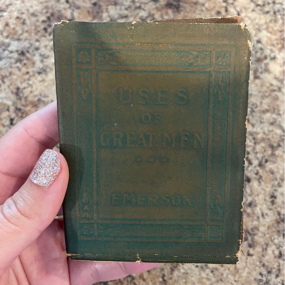 Antique Little Leather Library Book- Uses of Great Men